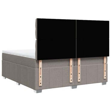 vidaXL Κρεβάτι Boxspring με Στρώμα Taupe 200x200cm Υφασμάτινο 1 τεμ. - Διπλό