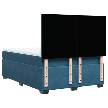 vidaXL Κρεβάτι Boxspring με Στρώμα Μπλε 140x200 εκ. Βελούδινο