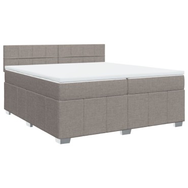 vidaXL Κρεβάτι Boxspring με Στρώμα Taupe 200x200cm Υφασμάτινο 1 τεμ. - Διπλό