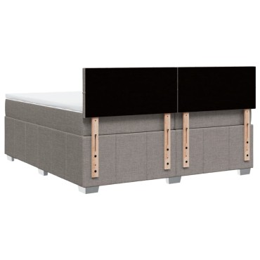 vidaXL Κρεβάτι Boxspring με Στρώμα Taupe 200x200cm Υφασμάτινο 1 τεμ. - Διπλό