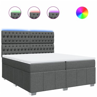 vidaXL Κρεβάτι Boxspring με Στρώμα Σκούρο Γκρι 200x200 εκ. Υφασμάτινο