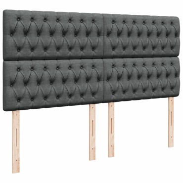 vidaXL Κρεβάτι Boxspring με Στρώμα Σκούρο Γκρι 200x200 εκ. Υφασμάτινο
