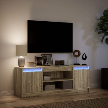 vidaXL Έπιπλο Τηλεόρασης με LED Sonoma Δρυς 139,5x34x50cm Επεξ. Ξύλο