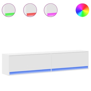 vidaXL Έπιπλο Τοίχου Τηλεόρασης με LED Λευκό 180x31x38cm