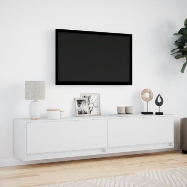 vidaXL Έπιπλο Τοίχου Τηλεόρασης με LED Λευκό 180x31x38cm