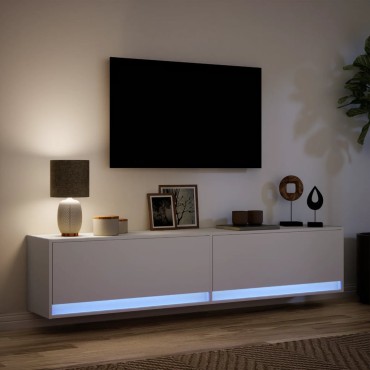 vidaXL Έπιπλο Τοίχου Τηλεόρασης με LED Λευκό 180x31x38cm