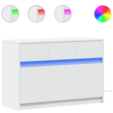 vidaXL Έπιπλο Τηλεόρασης με LED Λευκό 91x34x61cm από Επεξ. Ξύλο