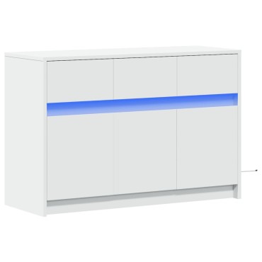 vidaXL Έπιπλο Τηλεόρασης με LED Λευκό 91x34x61cm από Επεξ. Ξύλο