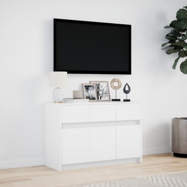 vidaXL Έπιπλο Τηλεόρασης με LED Λευκό 91x34x61cm από Επεξ. Ξύλο