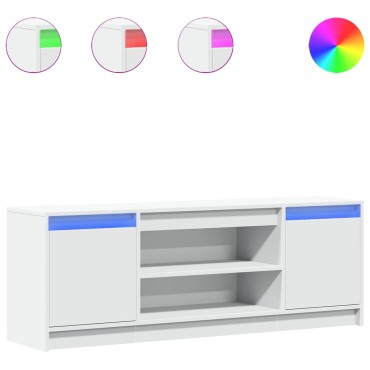 vidaXL Έπιπλο Τηλεόρασης με LED Λευκό 139,5x34x50cm από Επεξ. Ξύλο