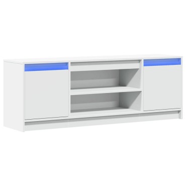 vidaXL Έπιπλο Τηλεόρασης με LED Λευκό 139,5x34x50cm από Επεξ. Ξύλο