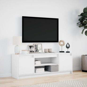 vidaXL Έπιπλο Τηλεόρασης με LED Λευκό 139,5x34x50cm από Επεξ. Ξύλο
