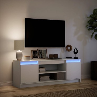 vidaXL Έπιπλο Τηλεόρασης με LED Λευκό 139,5x34x50cm από Επεξ. Ξύλο
