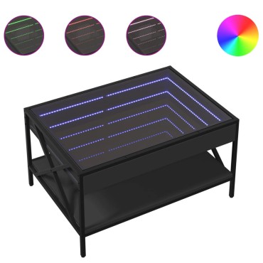 vidaXL Τραπεζάκι Σαλονιού Infinity LED Μαύρο 70x50x38cm 1 τεμ.