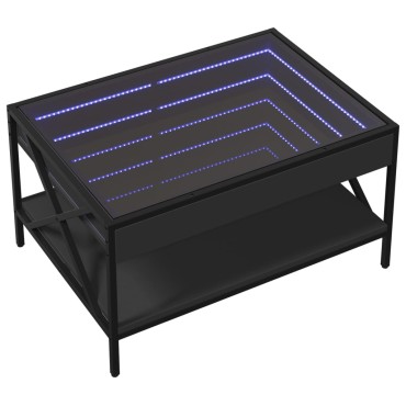 vidaXL Τραπεζάκι Σαλονιού Infinity LED Μαύρο 70x50x38cm 1 τεμ.