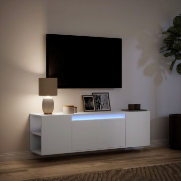 vidaXL Έπιπλο Τοίχου Τηλεόρασης με LED Λευκό 135x31x39,5cm
