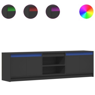 vidaXL Έπιπλο Τηλεόρασης με LED Μαύρο 180x34x50cm από Επεξ. Ξύλο