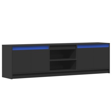 vidaXL Έπιπλο Τηλεόρασης με LED Μαύρο 180x34x50cm από Επεξ. Ξύλο