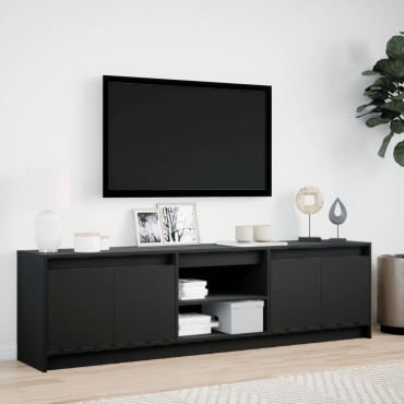 vidaXL Έπιπλο Τηλεόρασης με LED Μαύρο 180x34x50cm από Επεξ. Ξύλο