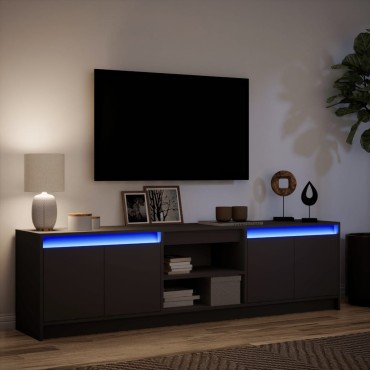 vidaXL Έπιπλο Τηλεόρασης με LED Μαύρο 180x34x50cm από Επεξ. Ξύλο
