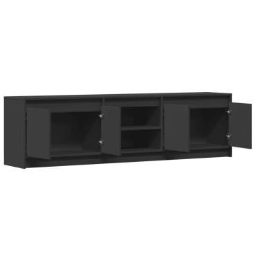 vidaXL Έπιπλο Τηλεόρασης με LED Μαύρο 180x34x50cm από Επεξ. Ξύλο