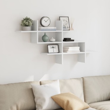 vidaXL Ράφι Τοίχου Λευκό 124,5x18x60,5cm από Επεξεργασμένο Ξύλο 1 τεμ.
