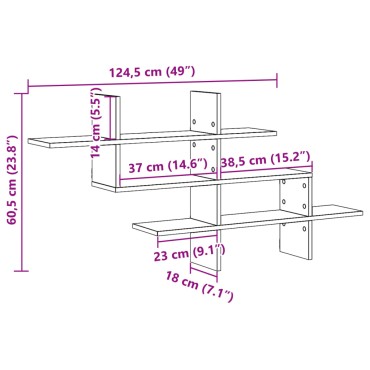 vidaXL Ράφι Τοίχου Λευκό 124,5x18x60,5cm από Επεξεργασμένο Ξύλο 1 τεμ.