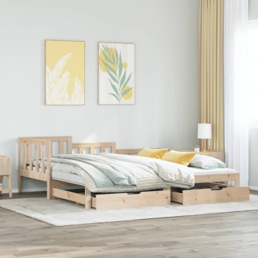 vidaXL Καναπές Κρεβάτι Συρόμενος Χωρίς Στρώμα 90x190cm & Συρτάρια 1 τεμ. - Μονό