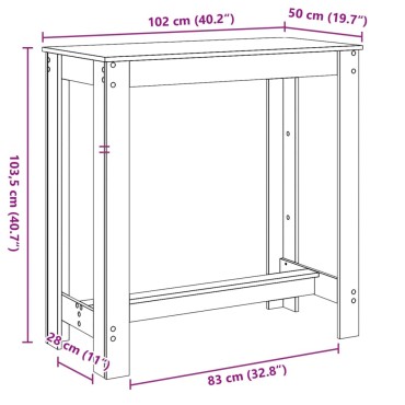 vidaXL Τραπέζι Μπαρ Γκρι Σκυροδέματος 102x50x103,5cm Επεξεργ. Ξύλο 1 τεμ.
