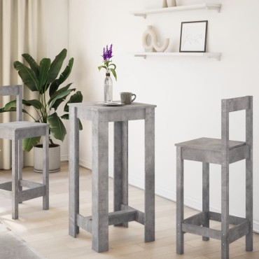 vidaXL Τραπέζι Μπαρ Γκρι Σκυροδέματος 51x50x103,5cm Επεξ. Ξύλο 1 τεμ.