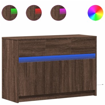 vidaXL Έπιπλο Τηλεόρασης με LED Καφέ Δρυς 91x34x61cm από Επεξ. Ξύλο