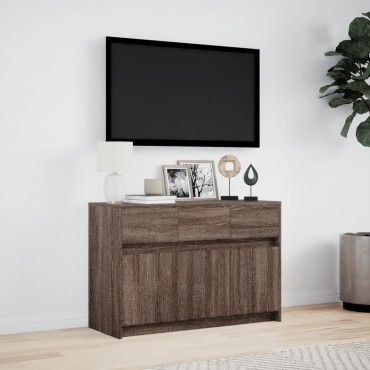 vidaXL Έπιπλο Τηλεόρασης με LED Καφέ Δρυς 91x34x61cm από Επεξ. Ξύλο