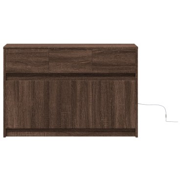 vidaXL Έπιπλο Τηλεόρασης με LED Καφέ Δρυς 91x34x61cm από Επεξ. Ξύλο