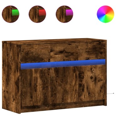 vidaXL Έπιπλο Τηλεόρασης με LED Καπνιστή Δρυς 91x34x61cm Επεξ. Ξύλο