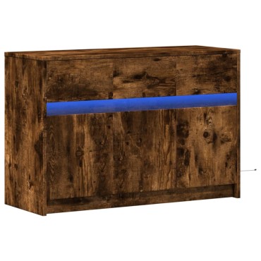 vidaXL Έπιπλο Τηλεόρασης με LED Καπνιστή Δρυς 91x34x61cm Επεξ. Ξύλο