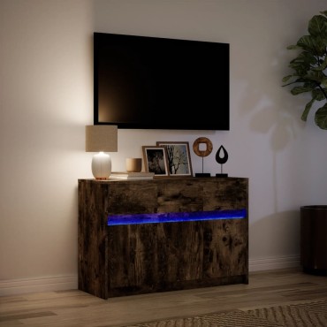 vidaXL Έπιπλο Τηλεόρασης με LED Καπνιστή Δρυς 91x34x61cm Επεξ. Ξύλο
