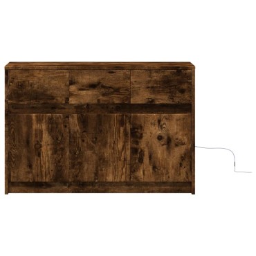 vidaXL Έπιπλο Τηλεόρασης με LED Καπνιστή Δρυς 91x34x61cm Επεξ. Ξύλο