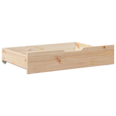 vidaXL Συρτάρια Κρεβατιού με Ροδάκια 2 τεμ. 80x55x17 εκ. Μασίφ Πεύκο