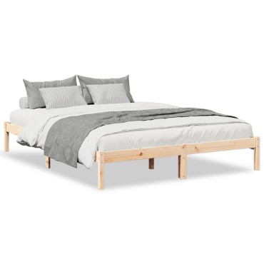 vidaXL Πλαίσιο Κρεβατιού Μακρύ Χωρίς Στρώμα 140x220cm Μασίφ Πεύκο 1 τεμ. - Διπλό