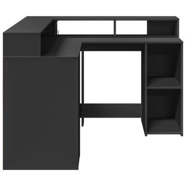 vidaXL Γραφείο με LED Μαύρο 130x130x91cm από Επεξεργασμένο Ξύλο 1 τεμ.