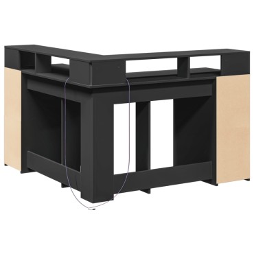 vidaXL Γραφείο με LED Μαύρο 130x130x91cm από Επεξεργασμένο Ξύλο 1 τεμ.