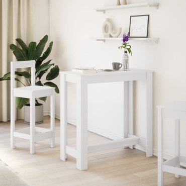 vidaXL Τραπέζι Μπαρ Λευκό 102x50x103,5cm Επεξεργ. Ξύλο 1 τεμ.