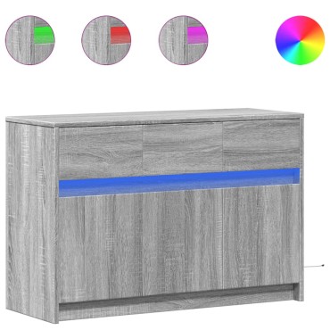 vidaXL Έπιπλο Τηλεόρασης με LED Γκρι Sonoma 91x34x61cm Επεξ. Ξύλο