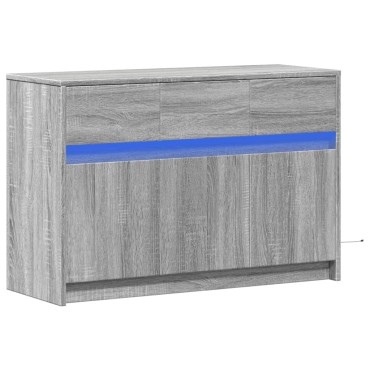 vidaXL Έπιπλο Τηλεόρασης με LED Γκρι Sonoma 91x34x61cm Επεξ. Ξύλο