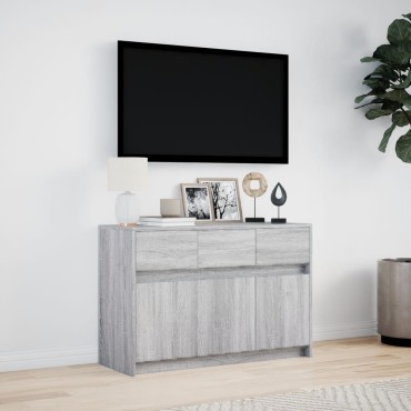 vidaXL Έπιπλο Τηλεόρασης με LED Γκρι Sonoma 91x34x61cm Επεξ. Ξύλο