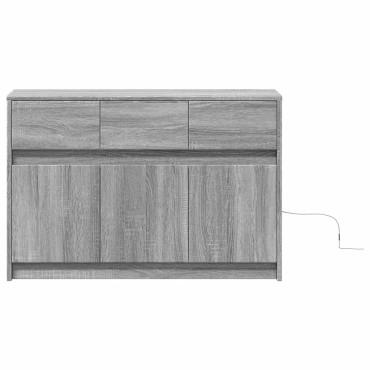 vidaXL Έπιπλο Τηλεόρασης με LED Γκρι Sonoma 91x34x61cm Επεξ. Ξύλο
