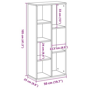 vidaXL Βιβλιοθήκη Καφέ Δρυς 50x25x105cm από Επεξεργασμένο Ξύλο 1 τεμ.