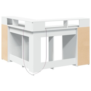 vidaXL Γραφείο με LED Λευκό 130x130x91cm από Επεξεργασμένο Ξύλο 1 τεμ.