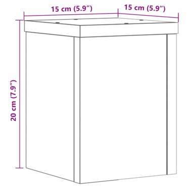 vidaXL Βάσεις Φυτών 2 Τεμ. Γκρι Sonoma 15x15x20 εκ. Επεξεργασμένο Ξύλο