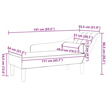vidaXL Ανάκλιντρο Taupe Υφασμάτινο με Μαξιλάρια 111x54cm 1 τεμ.